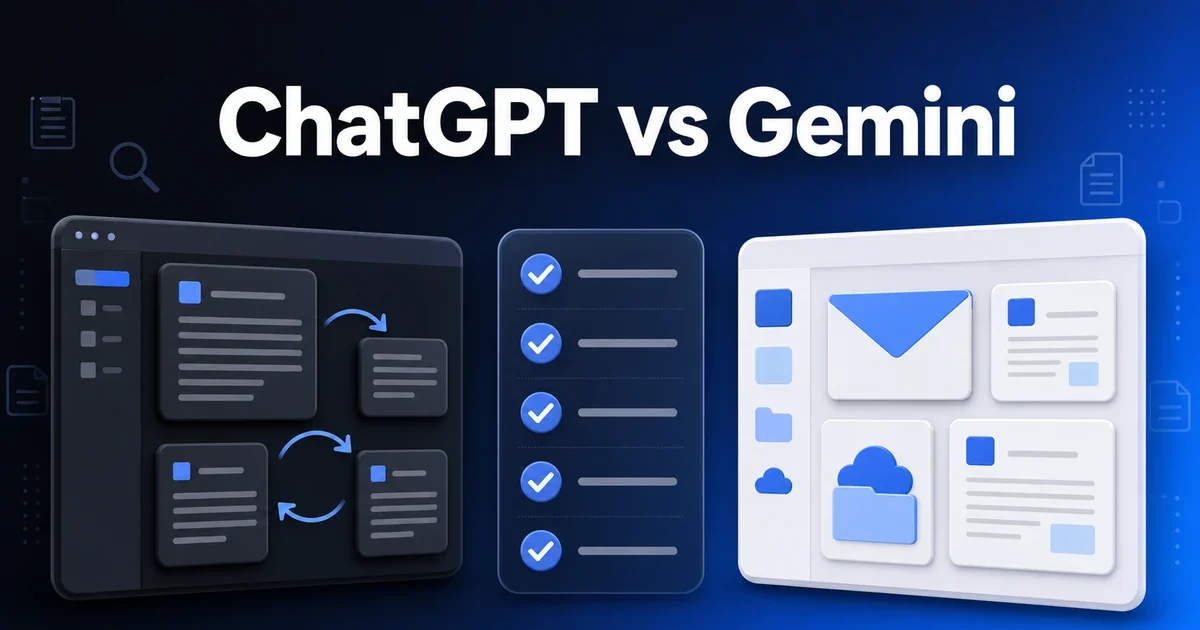 ChatGPT와 Gemini의 블로그 조사·문서 업무 선택 기준을 비교한 이미지
