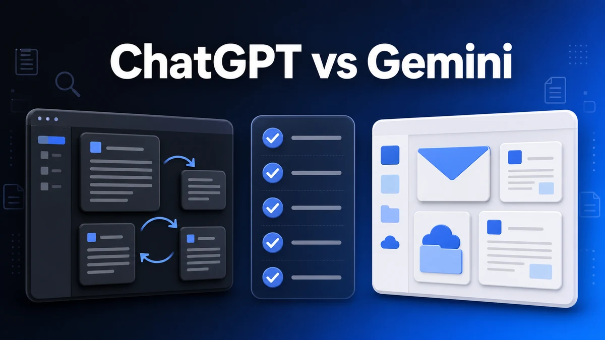 ChatGPT와 Gemini의 블로그 조사·문서 업무 선택 기준을 비교한 이미지